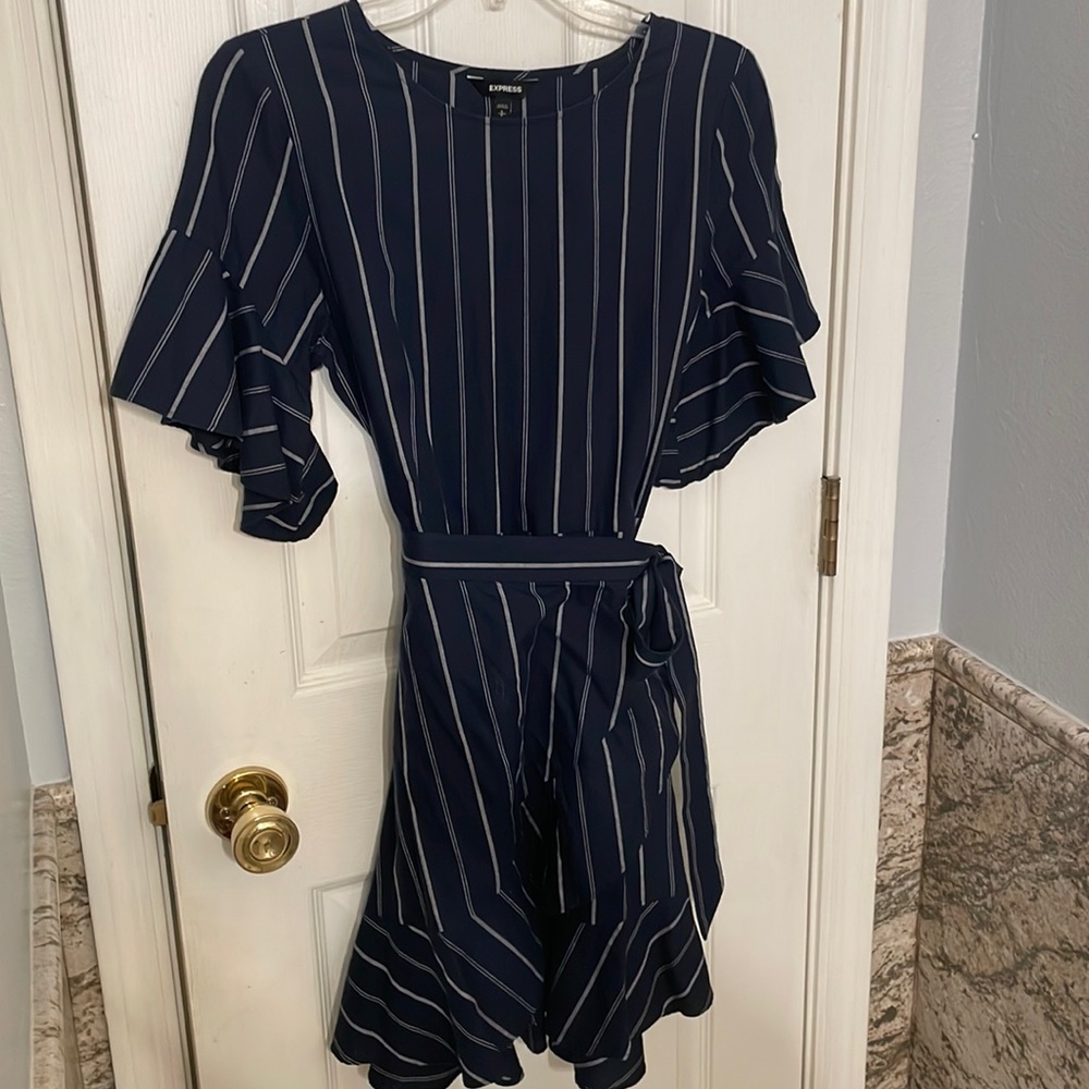 Express Navy Striped Dress